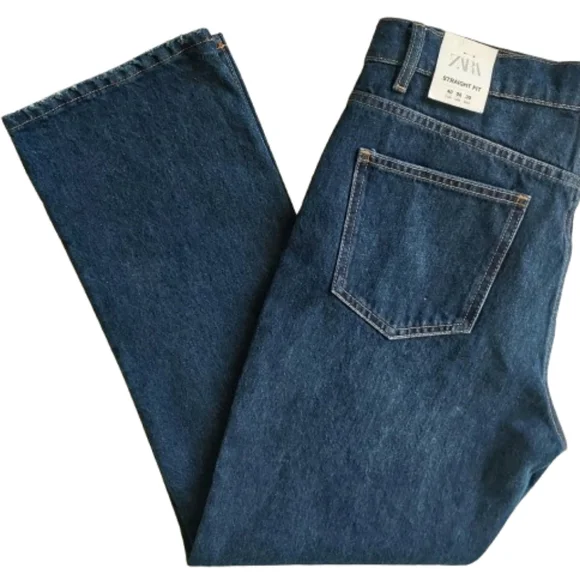 Zara High Rise Straight Ankle Denim Jean Size 8 NEW NWT All Cotton - Picture 4 of 10